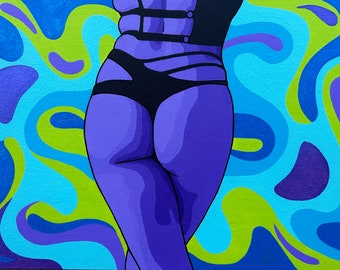 Original acrylic painting 11x14 canvas panel butt art