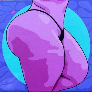 original acrylic painting 11x14 canvas panel curvy butt colorful maximalist pop art