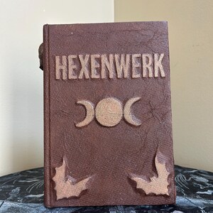 faux antique grimoire spell book witchcraft Halloween prop Hexenwerk