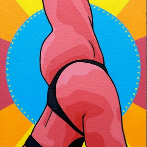 Original acrylic painting on 8x10 canvas panel yoga dancer butt