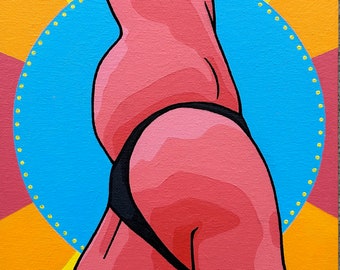 Original acrylic painting on 8x10 canvas panel yoga dancer butt