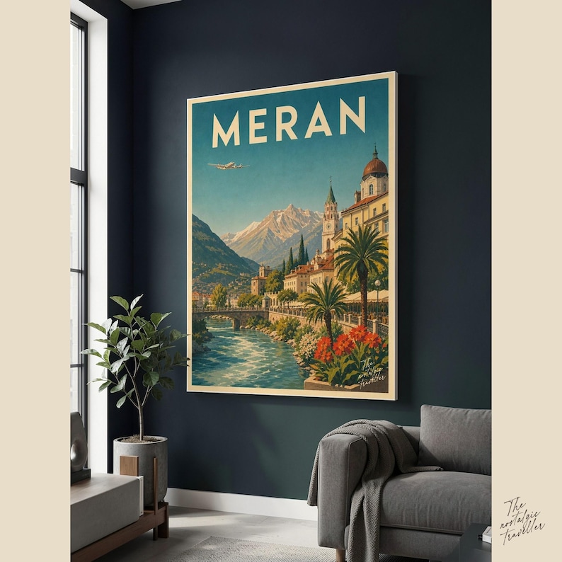 Vintage Travel Poster Merano | Tyrolean Spa Town South Tyrol | Mid-Century Italy Print image 6
