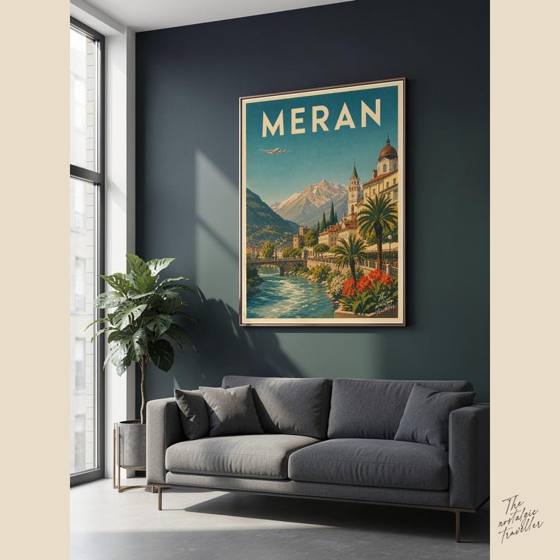 Vintage Travel Poster Merano | Tyrolean Spa Town South Tyrol | Mid-Century Italy Print image 2