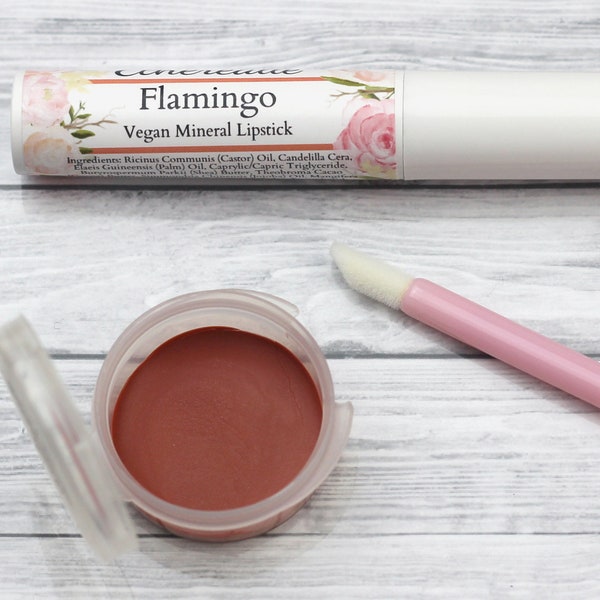 Vegan Coral Lipstick - "Flamingo" (semi-sheer orange natural lip tint)