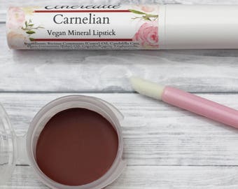 Vegan Red Lipstick - "Carnelian" (natural soft red color) dye free