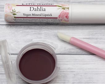 Vegan Dark Burgundy Lipstick - "Dahlia" dark red mineral lip color