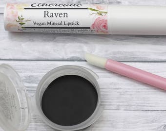 Vegan Black Lipstick - « Raven » (couleur rouge à lèvres noir opaque) maquillage goth