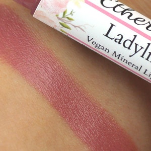 Vegan Lipstick Sample Ladylike natural dusty rose pink color, vegan lip tint, balm, lip colour image 4