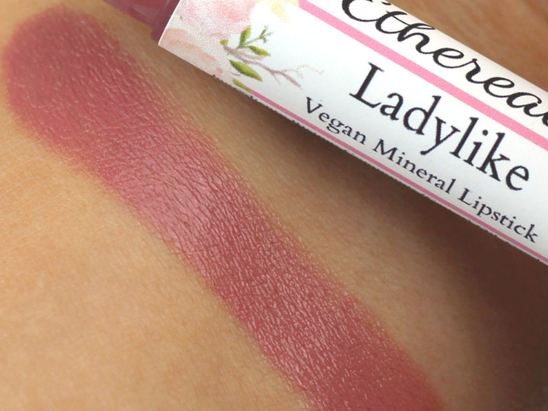 Vegan Lipstick Sample Ladylike natural dusty rose pink color, vegan lip tint, balm, lip colour image 4