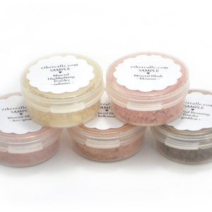 5 Piece Mineral Sample Set - Any Combo of Lipstick/Eyeshadow/Blush/Foundation/Veil - choose your shades - Vegan