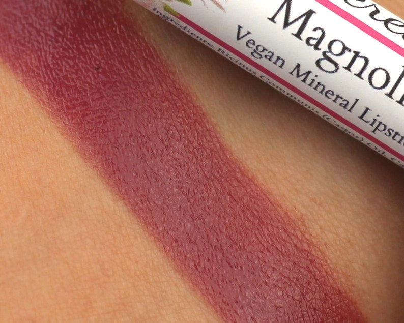 Sample Vegan Mineral Lipstick Magnolia dark raspberry pink color all natural makeup image 3