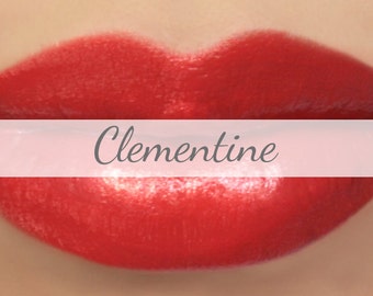 "Rot Orange Lippenstift Probe - ""Clementine"" helle natürliche Lippenfarbe."