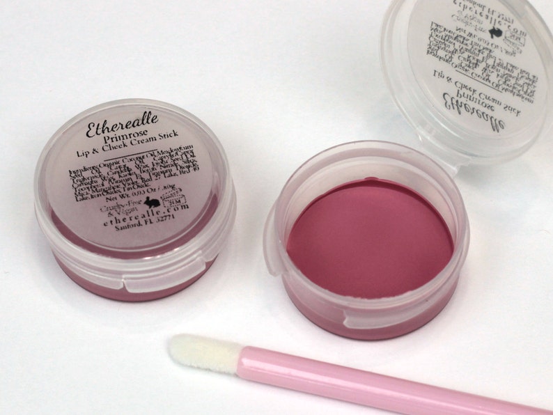 Sample Vegan Lip & Cheek Cream Primrose rose pink lipstick / cream blush image 4