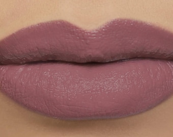 Matte Lipstick - "Pebble" gray mauve (greige) vegan natural mineral makeup with organic ingredients