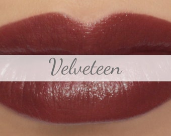 Campione di rossetto vegano - Rossetto minerale marrone bordeaux "Velveteen" (rossetto marrone rosso scuro).