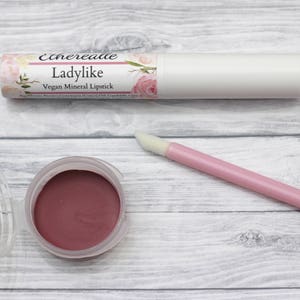 Vegan Lipstick Sample Ladylike natural dusty rose pink color, vegan lip tint, balm, lip colour image 3