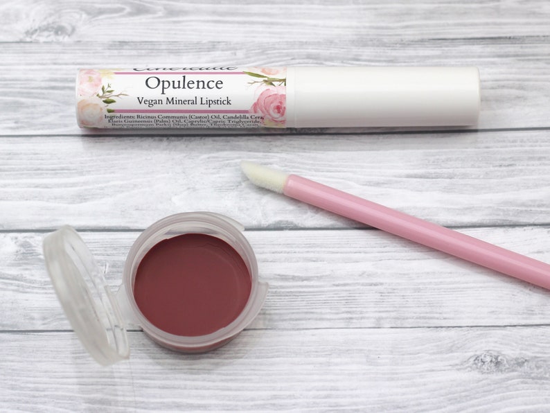 Vegan Lipstick Opulence sheer natural berry mineral lip tint pink/plum image 2