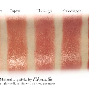 Vegan Lipstick Snapdragon pearly coral peach lipstick color natural lip tint, balm, lip colour mineral lipstick image 4