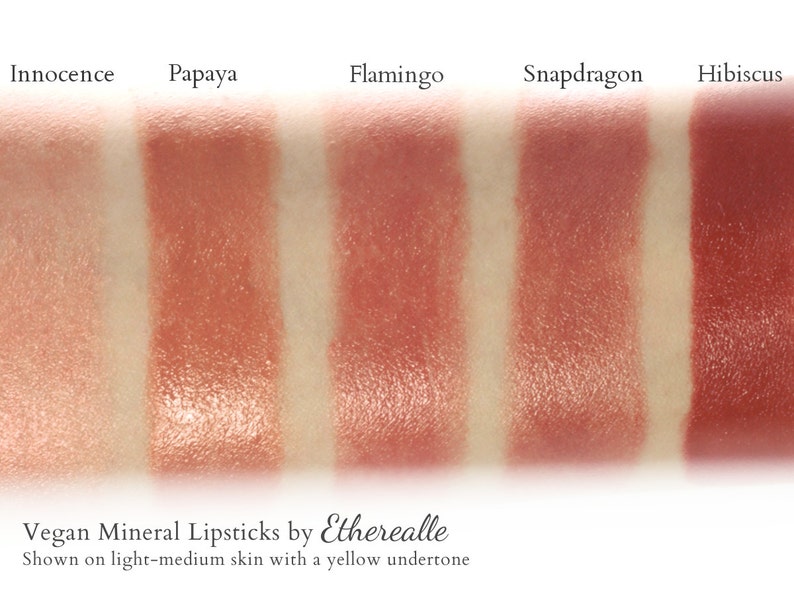 Vegan Lipstick Snapdragon pearly coral peach lipstick color natural lip tint, balm, lip colour mineral lipstick image 4