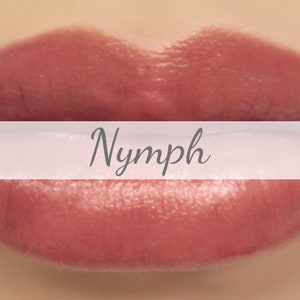 Vegan Mineral Lipstick Sample - "Nymph" (natural semi-sheer burgundy rose color) lip tint, balm, lip colour