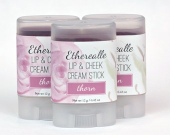 Vegan Lip & Cheek Tint - "Thorn" (medium plum lipstick / cream blush)Cream Stick