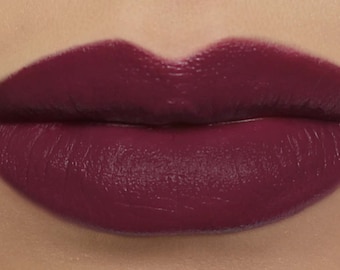 Matte Lipstick - "Delphyne" deep plum wine vegan lipstick - natural organic mineral makeup