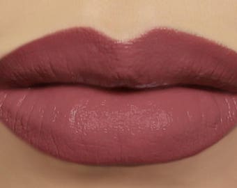 Matte Lipstick - "Demure" dark nude pink lipstick with organic ingredients