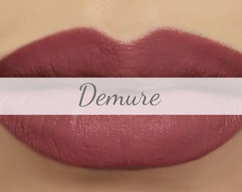 Vegan Matte Lipstick Sample - "Demure" deep nude pink natural lipstick with organic ingredients