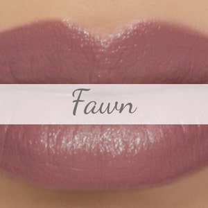 Vegan Lipstick Sample - &quot;Fawn&quot; (gray mauve/taupe lipstick) greige/nude beige mineral lipstick