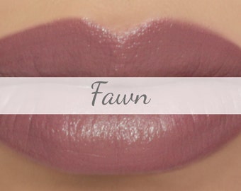 Vegan Lipstick Sample - "Fawn" (gray mauve/taupe lipstick) greige/nude beige mineral lipstick