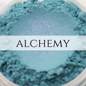 Teal Blue Eyeshadow Sample Alchemy Turquoise with violet duochrome
