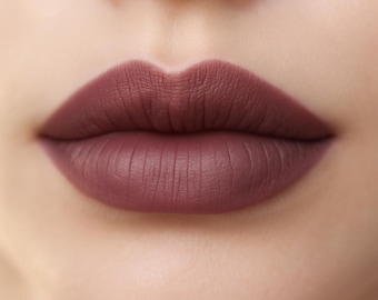 Matte Lipstick - &quot;Hellion&quot; dark plum brown vegan lipstick with organic natural ingredients
