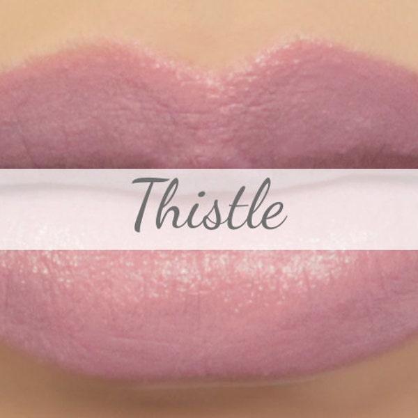 Vegan Lipstick Sample - "Thistle" (light mauve lipstick, pink purple) natural lip tint, balm, lip colour, mineral lipstick