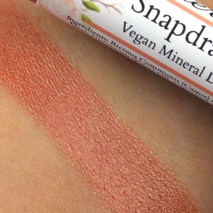 Vegan Lipstick Snapdragon pearly coral peach lipstick color natural lip tint, balm, lip colour mineral lipstick image 2