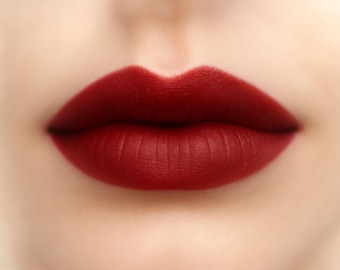 Matte Lipstick - "Deathcap" red vegan lipstick - natural organic mineral makeup