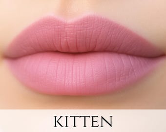 Vegan Matte Lipstick Sample - "Kitten" light pastel pink natural lipstick with organic ingredients
