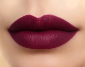 Matte Lipstick - &quot;Delphyne&quot; deep plum wine vegan lipstick - natural organic mineral makeup