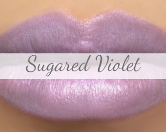 "Lila Lippenstift Probe - ""Sugared Violet"" pastellvioletter Mineral Lippenstift mit natürlichen Inhaltsstoffen."