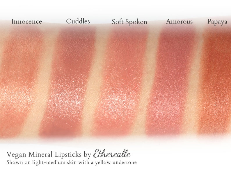 Sheer Lipstick Soft Spoken light peach natural vegan mineral lipstick image 3