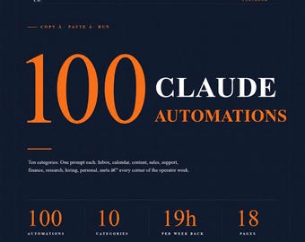100 Claude AI Automations Playbook | Copy Paste Run | Inbox Sales Content Support | Catalog PDF