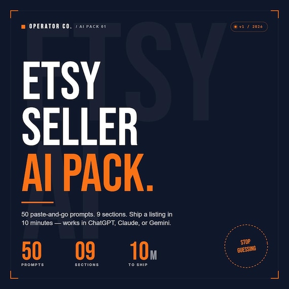 Etsy Seller AI Prompts Pack | 50 SEO Listing Tools (Digital Download)