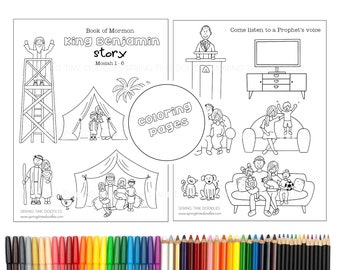 King Benjamin coloring pages, paper puppets, LDS, Come Follow Me