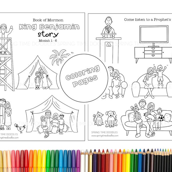 King Benjamin coloring pages, paper puppets, LDS, Come Follow Me