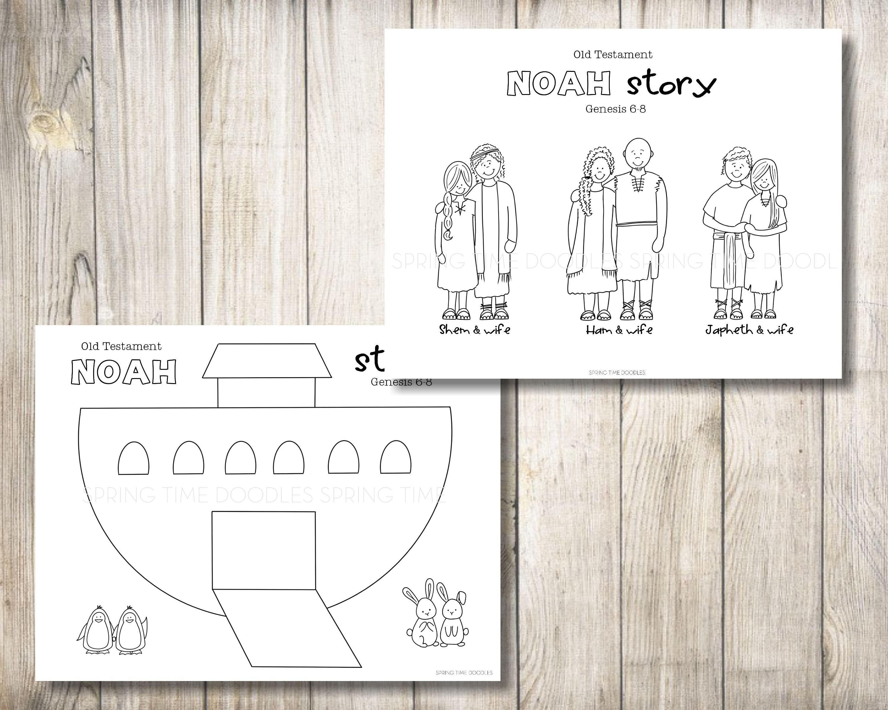 Noah Coloring Pages Paper Puppets Felt Stories Come Follow - Etsy