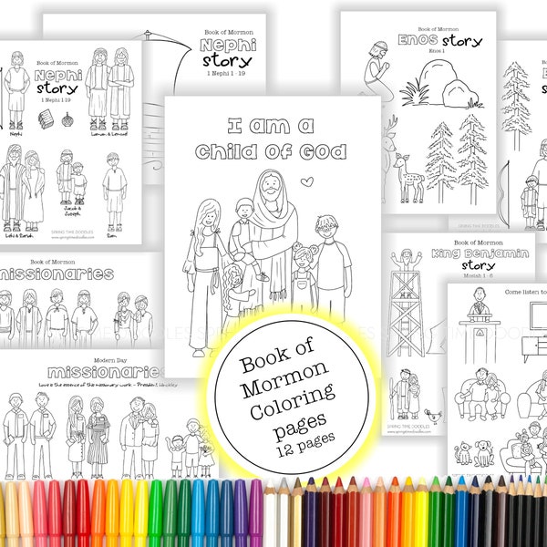 Book of Mormon coloring pages digital download, paper puppets, felt boards