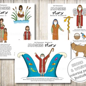 Moses Old Testament, Coloring pages, paper puppets, felt stories, Come Follow Me, digital download