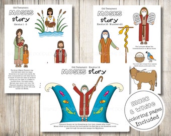 Moses Old Testament, Coloring pages, paper puppets, felt stories, Come Follow Me, digital download