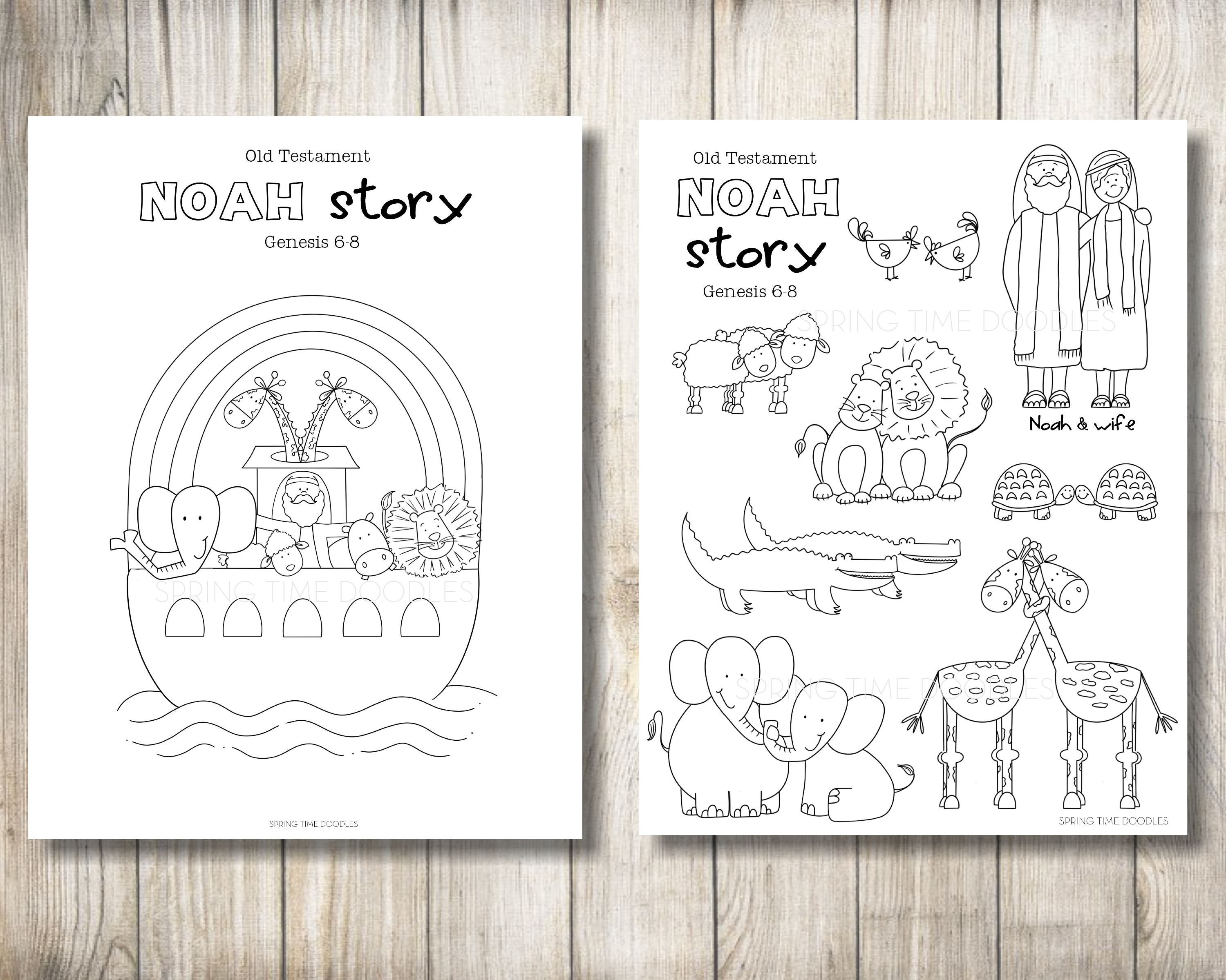 Noah Coloring Pages Paper Puppets Felt Stories Come Follow - Etsy