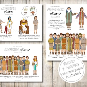 Joseph Old Testament, paper puppets, felt stories, Come Follow Me, digital download coloring pages