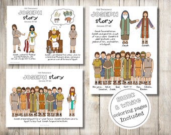 Joseph Old Testament, paper puppets, felt stories, Come Follow Me, digital download coloring pages